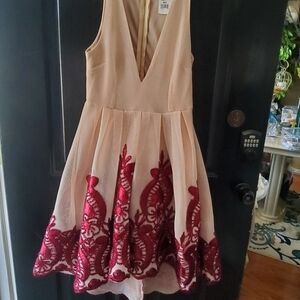 Elegant High Low Dress with Red Accents